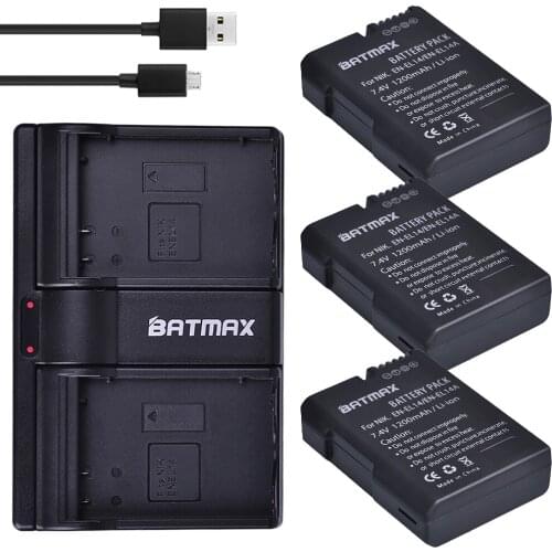 3Pc EN-EL14 EN-EL14a EN EL14 Battery +USB Dual Charger forNikon D5600 P7800,D3400 P7000,D5300,D5200,D3200,D3300,D5100,D3100,Df