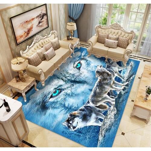 3D Snow Wolf carpet Bedroom Kitchen Deer Rugs Kids Room Decorative Play Mat Area Rug Pastoral Cat Carpets for Living Room