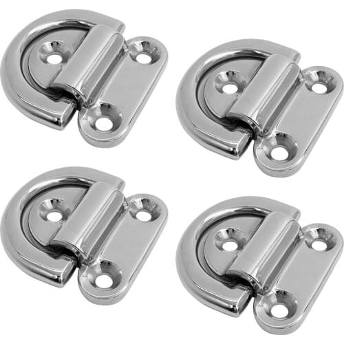 4 Pack D Ring Rope Lashing Tie Down Anchor Points for Marine Boat Deck Cargo Trailer Pickup (1/4inch)