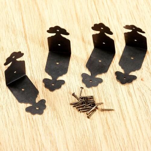 4pcs Jewelry Box Wood Case Feet Leg Corner Protector 9*39*18mm Decorative Furniture Leg Corner Guard with Nails