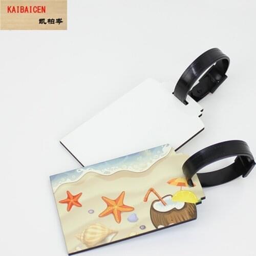 50pcs/lot Sublimation Blank MDF wooden luggage tags with punch hole transfer custom luggage tag DIY consumables both sides Print