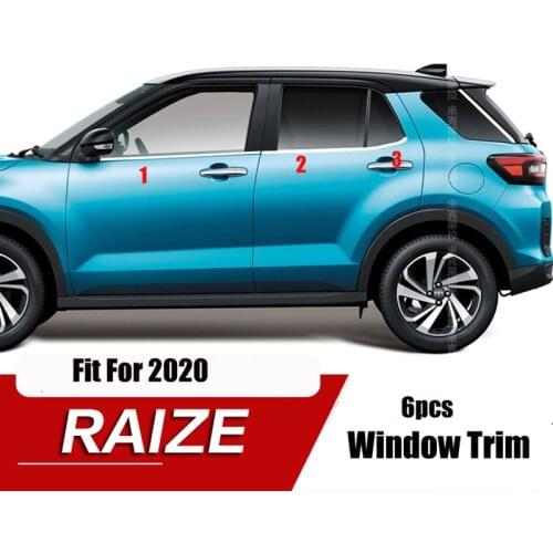 For Toyota Raize 2020 Accessories Car Window Trim Sticker Stainless Steel 6pcs