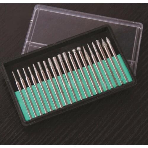 20pcs/set 3mm Grinding Cutting Head Drill Bits Diamond Rotary Carving Polishing Tool Tool accessories