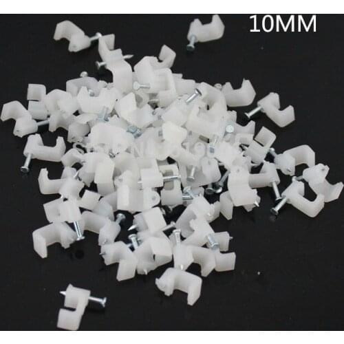 FREE SHIPPING 100X 10MM square Cable Wire Wall Hanging Screw Clips Cable Clips