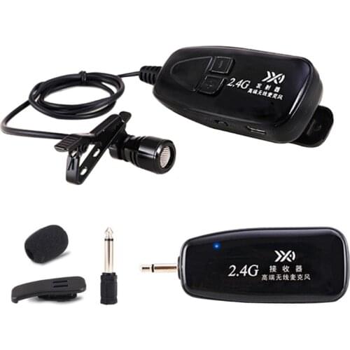 New 2.4G Wireless Tie Clip Microphone Lavalier Lapel MIC Guitar Pickup for Speaker Portable Audio & Video