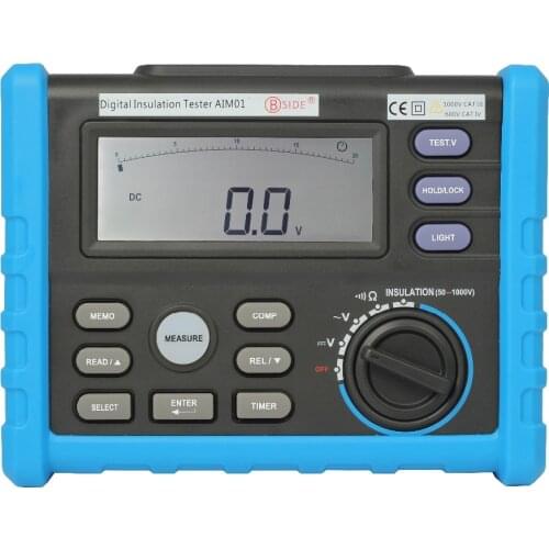 Bside AIM01 Digital Insulation Resistance Tester Multimeter Megger 50~1000V 0.01M~10GOhm