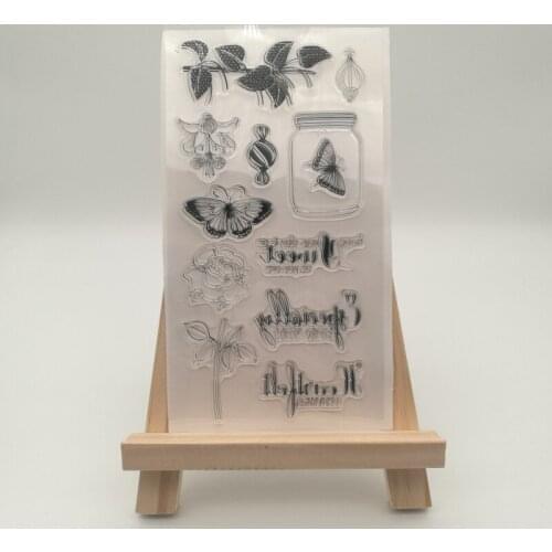 Bottle butterfly flower transparent Silicone stencil for DIY Scrapbooking photo album decorative sheets