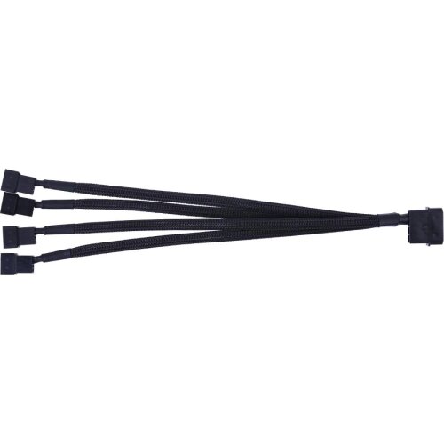 Black Sleeved 4pin IDE Molex to 4-Port 3Pin/4Pin Power Supply Plug Cooler Cooling Fan Splitter Power Cable Wire for PC Computer