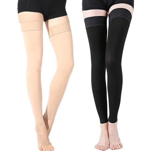 Two Colors Thigh High Compression Stockings Opaque Treatment Swelling Varicose Veins Edema For Dance Ballet Gymnastics Training