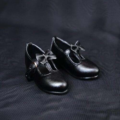 D01-P134 children handmade toy 1/3 1/4 Doll Accessories BJD/SD doll shoes simple Bow black color 1 pair