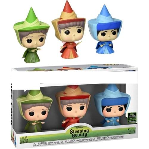 Disney 3Pcs/Set Sleeping Beauty Fairy Godmother Action Figure Baby Enlightenment Toy Kawaii Model Dolls Girl Birthday Gift