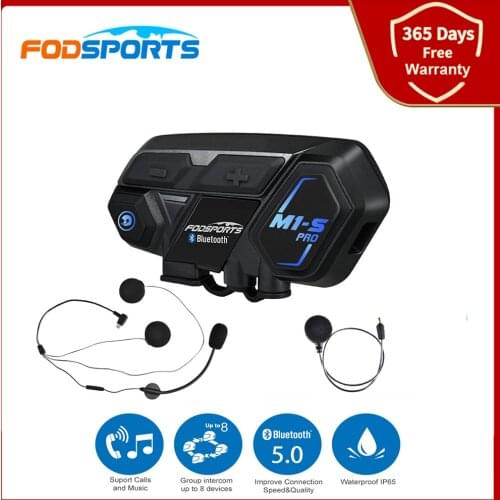 Fodsports M1-s Pro Intercom Motorcycle Helmet Bluetooth Headset Intercomunicador Moto 8 Riders Group Talk Voice Assistant 1200M