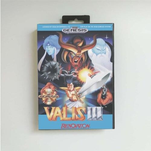 Valis III 3 - USA Cover With Retail Box 16 Bit MD Game Card for Sega Megadrive Genesis Video Game Console