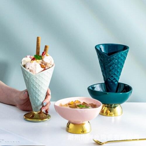 Creative Ceramic Ice Cream Cup High Dessert Bowl Restaurant Ice Cream Cup Sugar Water Bowl Yogurt Bowl. dessert tray