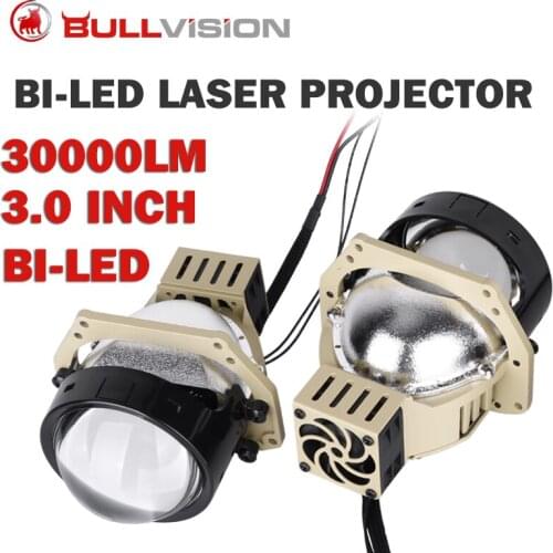 2Pcs 90W 3 inch BI LED Laser Projector Lens Car Headlight LED Kit 30000LM Retrofit Dual Reflector Detachable LED Module Hi/Lo