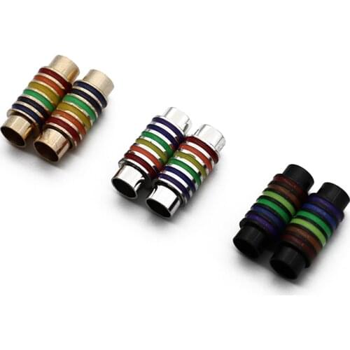 4pcs/lot 6mm Hole Gold Black Copper Rainbow Magnetic Clasps for Bracelet Connectors Leather Cords Bracelets Jewelry Marking