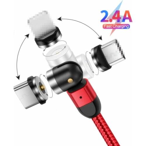 1M/2M Magnetic Cable 2.4A Fast Charging Charger 540° 180° 360° Rotating typec USB Type C USB C Nylon Cord for samsung huawei