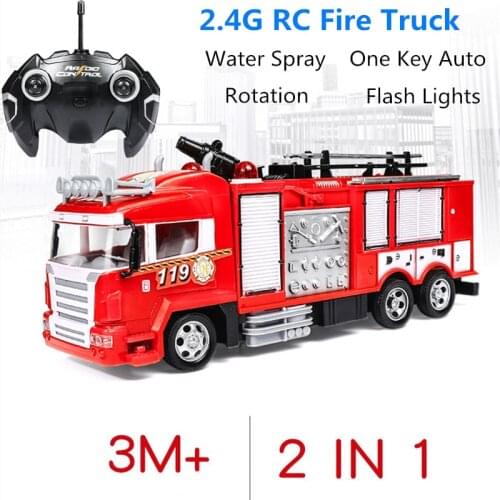 Big High Simulation RC Fire Truck Multi-Function 2.4G Remote Control Auto Water Spray Ambulance Car With Light Sound Effect Gift