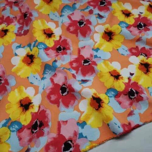 Fashion 2021 Dress Material Big Flower Stretchy Chiffon Tissue Fabric DIY Clothing