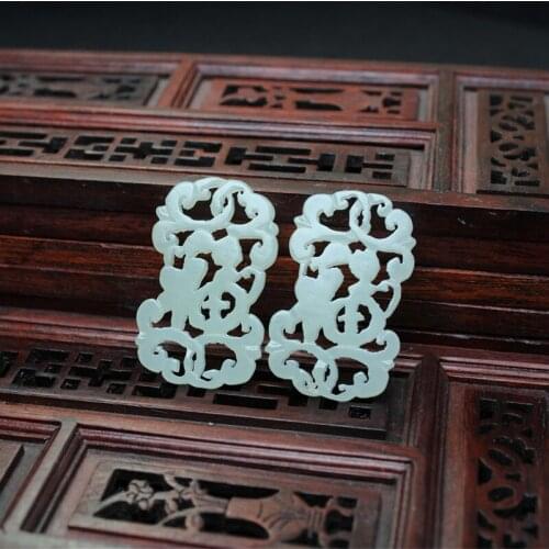 Natural hetian jade handcarved blessing good luck 100% real jade necklace pendant earring jade accessories for women