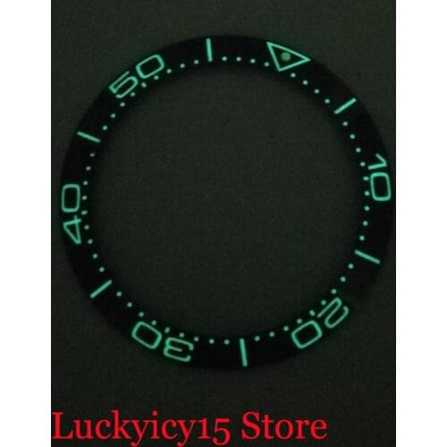 New 38mm Super Luminous Black / Blue Watch Bezel Ring Insert Fit Automatic Men Watch