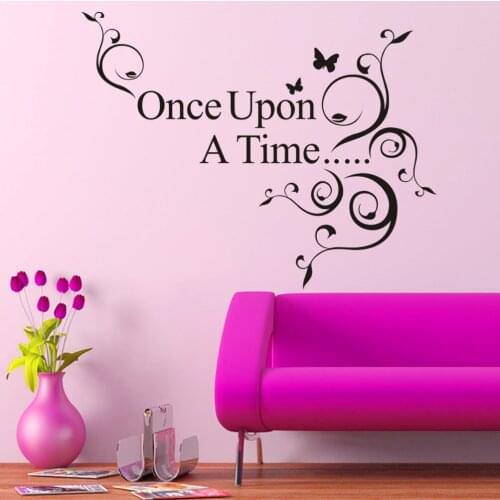 Once upon a time Living Room bedroom 3D Vinyl Wall Decal Wall Lettering Art Words butterfly Wall Sticker Home Decor Decoration