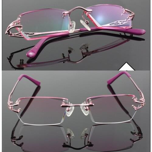 Luxury PRIVATE Custom Manual Pure Titanium Frame Diamond Cut High-elastic Tinted Lenses Ladies Prescription Glasses Photochromic