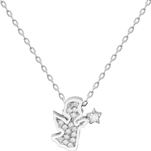 Certified Swarovski Cubic Zirconia Angel Of Love 925 Silver Necklace