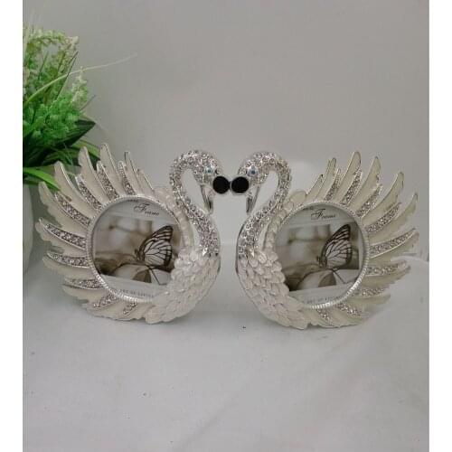 Pairs Of White Swan Diamond Metal Photo Glass Clear Picture Frame Personalized Gift Children Photo Development Modern Decor