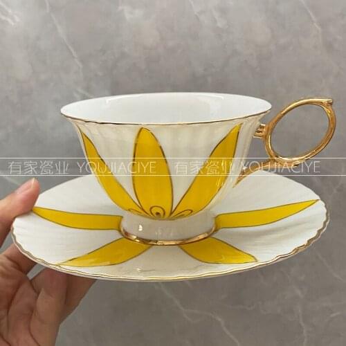 Trans-light English light luxury bone porcelain coffee cup European small luxury coffee set home afternoon tea exquisite cup