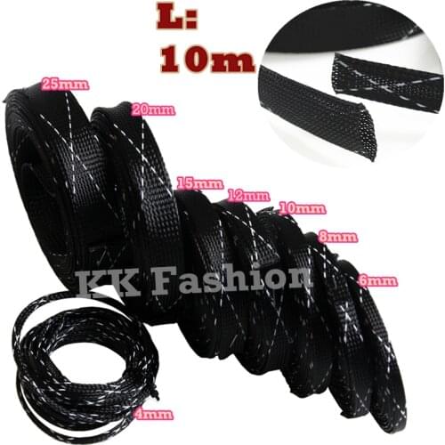 Dropship 10M Tight PET Expandable Cable Wire Gland Cables Protection Sleeves Insulation Braided Sleeve 4/6/8/10/12/15/20/25mm