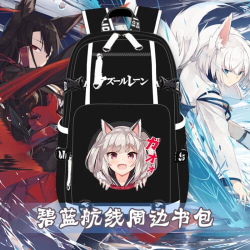 Anime Game Azur Lane USB Laptop Backpack Black Bookbag Cartoon School Bags for Teenage Kids Travel Bagpack Shoulder Bags