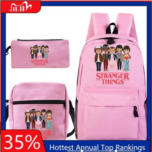 Kpop Plecak Mochila Backpack Men Sac A Dos Stranger Things 3 PCS/set Pencil Case Shoulder School Bags for Teenage Girls Bookbag