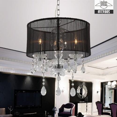 European Style White Fabric Shade Led Modern K9 Crystal Chandeliers E14 Lustres De Cristal Chandelier luminaria