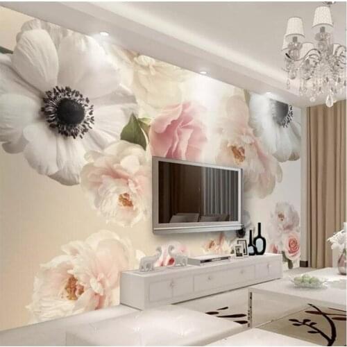 Modern minimalist beautiful flower TV background wall Papel pintado Family warm wallpaper 3d vintage background