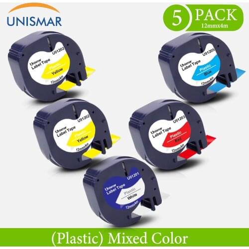 Unismar Compatible for Dymo 91201 91202 91203 91205 Label Tape for DYMO LetraTag 12mm Label Maker for Dymo LT-100H 2000 Printer