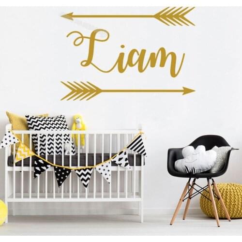 Bohemian style Double arrow Wall Decal Custom Name Vinyl Lettering Art child Bedroom Nursery baby Home Decor Sticker Mural EA950