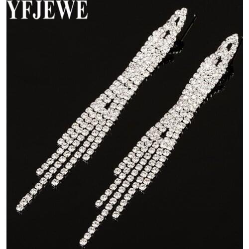 YFJEWE Top Quality Bridal Gold Rhinestone Crystal Earings Wedding Party Dangle Drop Earrings Jewelry E414
