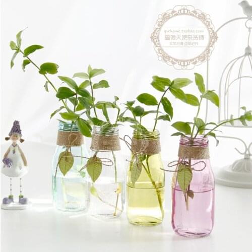Zakka multicolour glass vases home decoration flower vases tabletop shelf flower pots dining table design