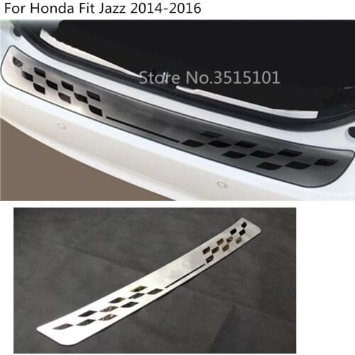 Car protect detector rear back tail pedal threshold trim bumper panel 2pcs For Honda Fit Jazz 2014 2015 2016