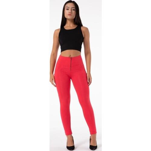 Shascullfites gym and shaping Red High Waisted Leggings Running Ladies Running Tights Bum Lift Compression Yoga Pants Zipper Fly