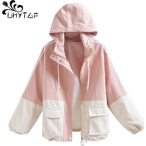 UHYTGF Womens Trench Coat Plus size Womens Trench Coat tops Fashion trend Windbreaker 2019 Autumn Female Wild Korean Coat X339