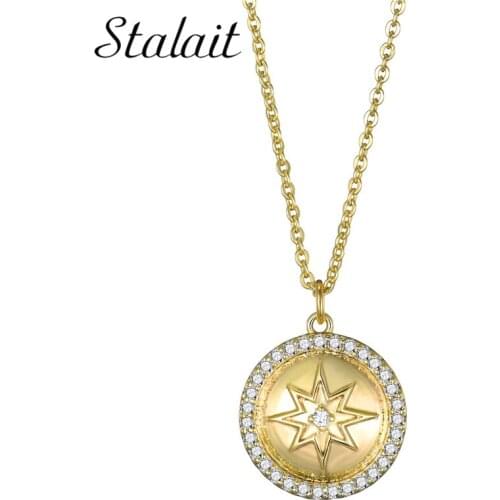 High Quality Gold Star Pendant Necklaces Jewelry For Women Cubic Zirconia Copper Necklace Aesthetic Accessories