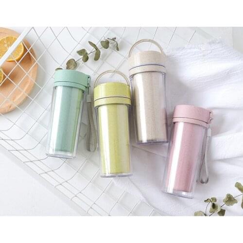 1PC Fashion water bottle 350ml Office Tour Sport Coffee Bottle Wheat Straw LeakProof Healthy Drink Bottle KB 1365
