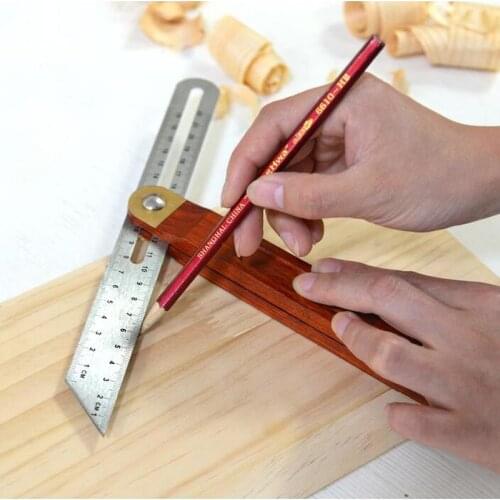 360 degree adjustable stainless steel marking gauge Protractor Wooden Handle Angle Rulers Level Carpentry Measuring Tool