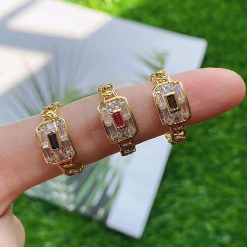 5PCS, Summer Colorful Rainbow Zircon Wide Rings for Women Fashion Girls Crystal Rings Wholesale jewelry Bijoux Love Gift