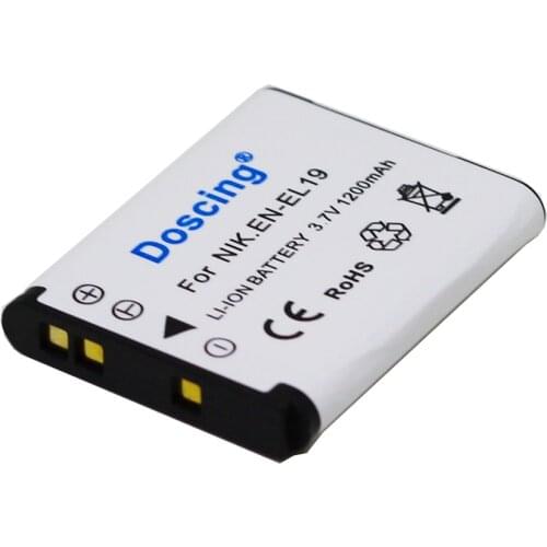 Doscing 3.7V 1200mAh EN-EL19 EN EL19 Battery For Nikon Coolpix S2600 S2700 S3100 S3500 S4100 S4150 S4400 S5200 S6400 S6900