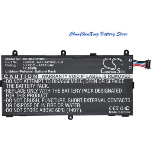 Cameron Sino 4000mAh Battery T4000E for Samsung GT-P3200, SM-T210, SM-T2105, SM-T210R, SM-T211, SM-T217S, SM-T285, SM-T285M