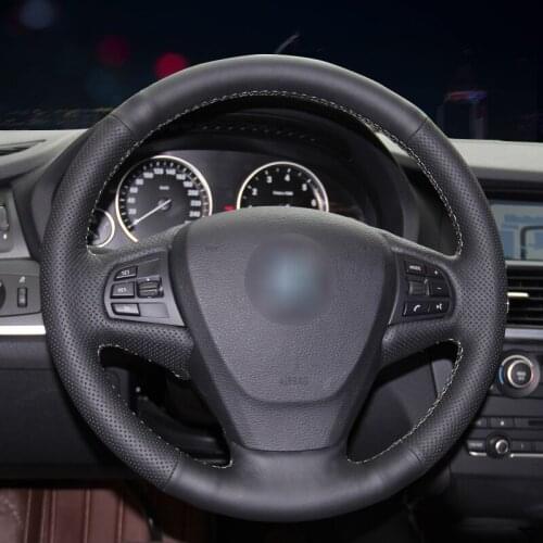 Handsewing Black Artificial Leather Steering Wheel Covers for BMW F25 X3 2011 2012 2013 2014 2015 2016 2017 F15 X5 2014