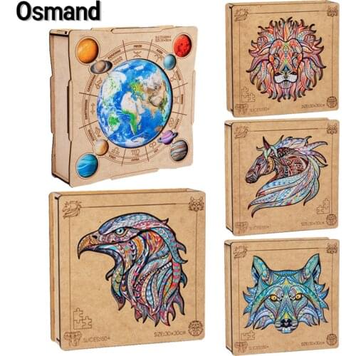 Wooden Jigsaw Puzzle Colorful Lion Tiger Animal Puzzles Board Set Interesting Educational Games Toys For Adults Kids Xmas Gifts